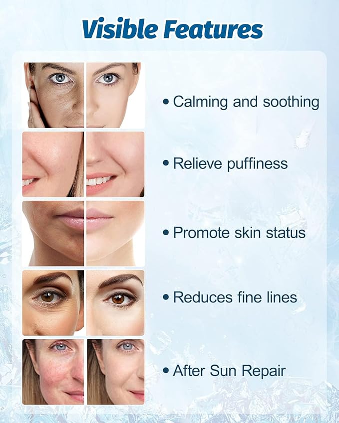 Metal Ice Stick with Cryogel, Eye Depuffer Tool, Face Roller Freezer for Women, Ice Wand for Different Skin, Cryogel Ice roller After Eye Lift Surgey (2 Pack)
