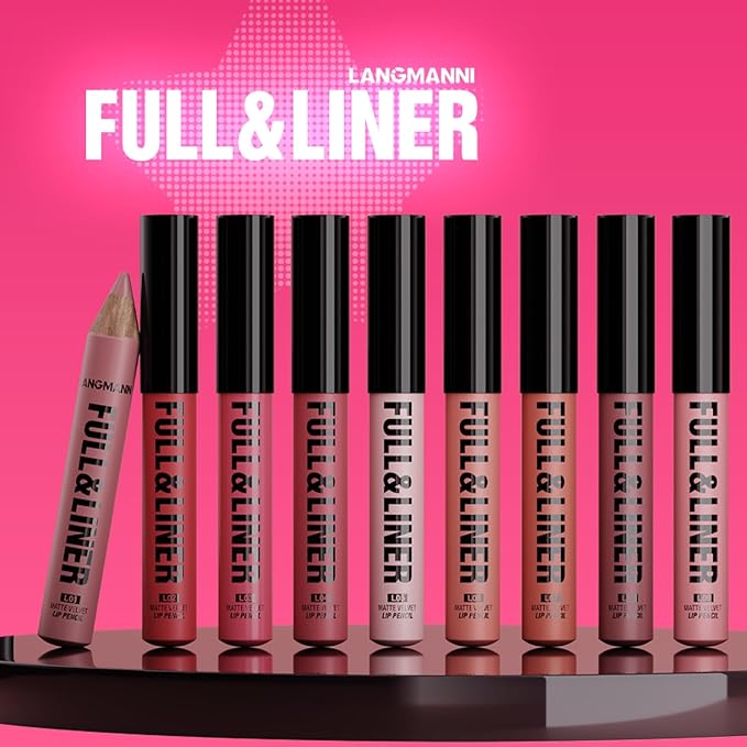 LANGMANNI 4Pcs Matte Velvet Lip Liner Pencil Set - Highly Pigmented,Smudge-Resistant Lip Pencils for Shaping & Contouring,Vegan & Cruelty-Free(#9+10+11+12)