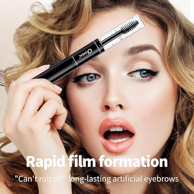 O'CHEAL Double-Ended Tinted Eyebrow Gel, Waterproof, SmudgeProof Brow Glue with Brush, Quick-Drying, 24HR Brows Makeup for Natural Full Brows, 3D Eyebrow Mascara for Women (Dark Brown)
