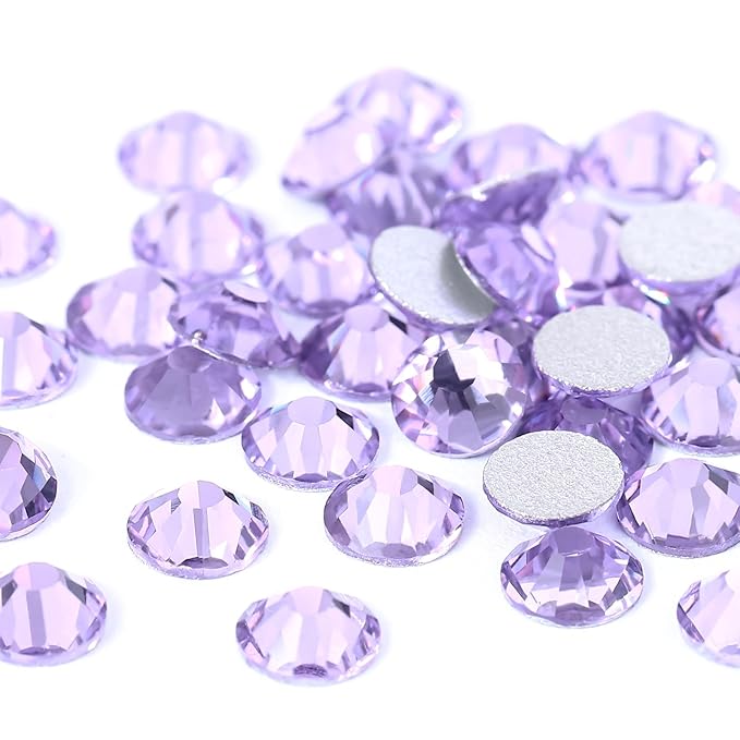 Novani Crystal Rhinestones, Flatback Loose Gemstones 1440pcs Glass Rhinestones for Clothes Shoes Crafts Makeup Nail Art and DIY Decorations(SS8, Lavender)