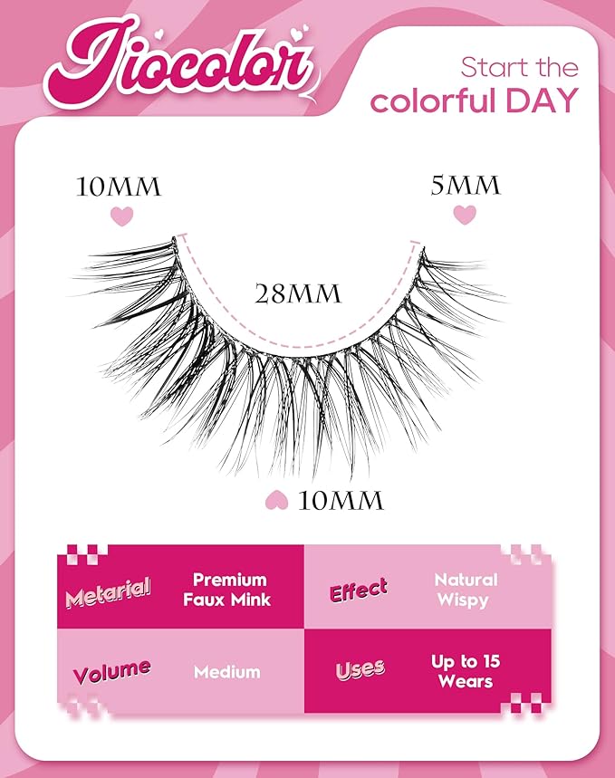 Natural Cat Eye Lashes Wispy Eyelashes 10mm Fluffy Fake Lashes that Look Like Extensions 3D C Curl Simple False Lashes 53-GIRL CODE