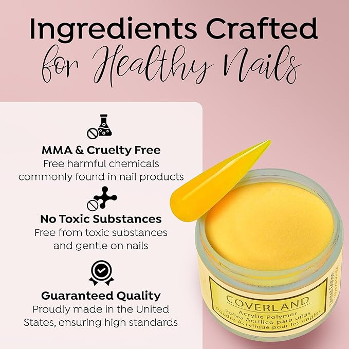Tones Coverland Acrylic Powder | Sunflower | 1.5 Oz | Limited Edition for Nail Design | Sculpting | Masking Bed Imperfections | Professional Supplies