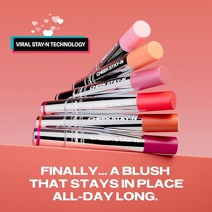Sacheu Cheek STAY-N Liquid Blush for Cheeks — High Pigment, Buildable, Lightweight Cream Blush for Dewy & Radiant Flushed Cheeks — Long-lasting & Cruelty Free, I'm Flirty