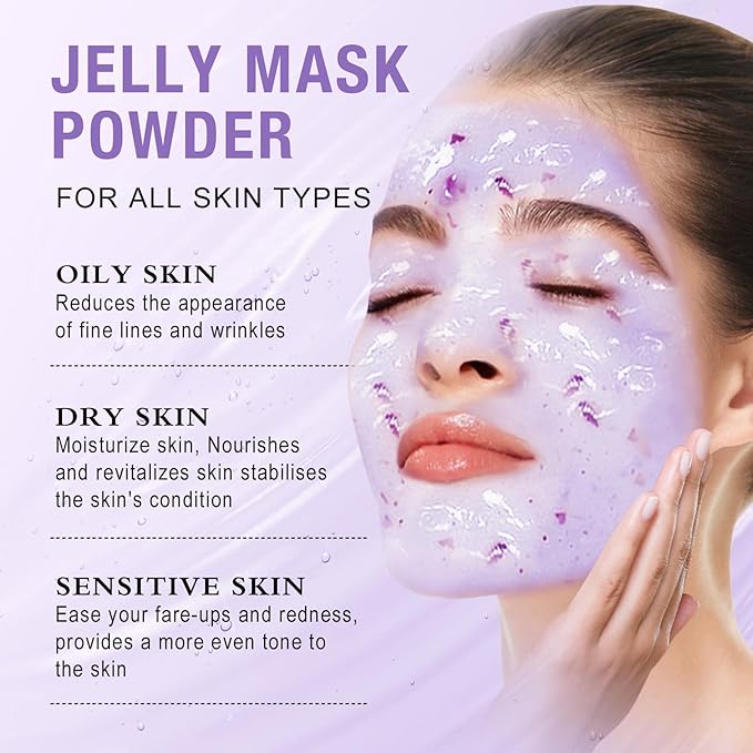 LUCKY CAT Jelly Mask for Facials Professional, Hydrating & Moisturizing Peel-Off Gel Jelly Face Mask Skin Care for Deep Hydration & Glow, Professional Spa Use for All Skin Types 23 Fl Oz (Lavender)