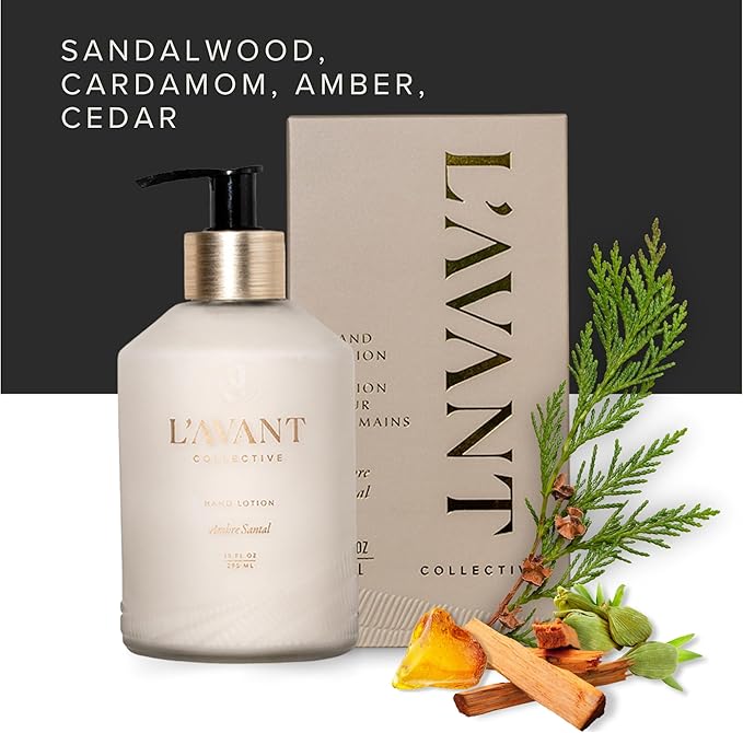L’AVANT Collective High Performing Hand Lotion | Hydrating, Plant-Based Moisturizer w/Naturally Derived Ingredients | Ambre Santal Scent | 10 FL oz Refillable Bottle