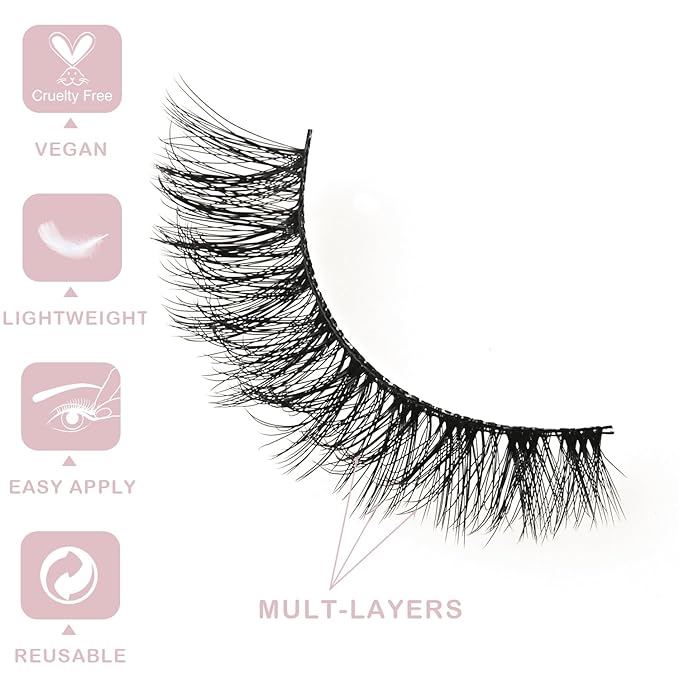 Wispy Lashes Bulk 30 Pairs Natural Eyelashes Wholesale Cat Eye Strip Lash Sets Short Thick Fluffy False Mink Eyelash Strips Full Small Fake Pestañas Postizas with Portable Pack