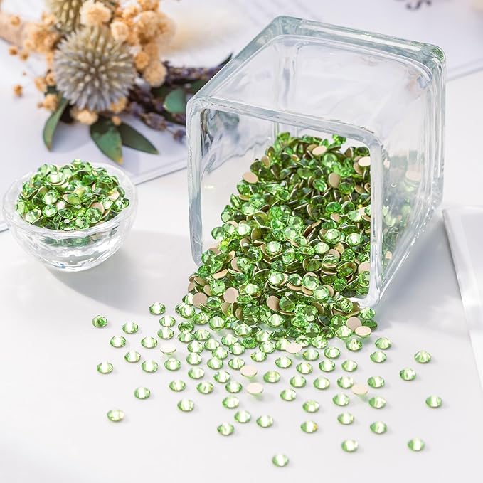 Meibite Light Green Flatback Rhinestones, Glass Rhinestones for Nail Art and Craft, Glue Fix, Loose Crystal Gemstones(Lt.Green, SS20, 1440pcs, 4.6-4.8mm)