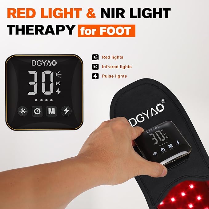 TUOB Red Light Therapy for Foot Pain Relief, Near Infrared Light Therapy Device with 4000 mAh Battery, Red Infrared Light Foot Therapy Double Side Pad Slipper Full Cover Feet Toes Instep