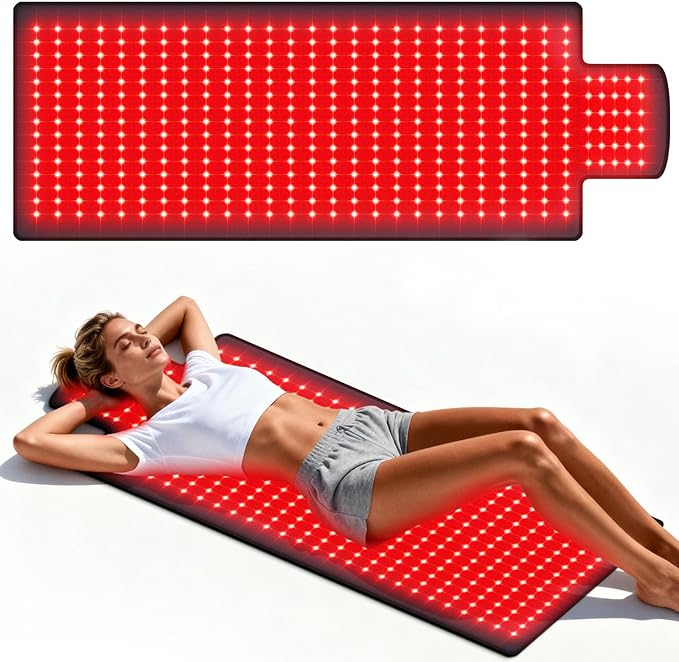 40"*16.5" Body Red Light Therapy Mat, Eligible Red Light Therapy Blanket, 420pcs 2in1 LEDs(660nm& 850nm), Premium Leather, Adjustable Timer & Intensity