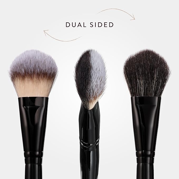 BK BEAUTY - NIKKI LA ROSE N17 MULTI-PRO FACE BRUSH – Dual-Sided Paddle Brush for Face Application, Liquid, Powder Blending - Bronzer, Contour, Blush, Foundation