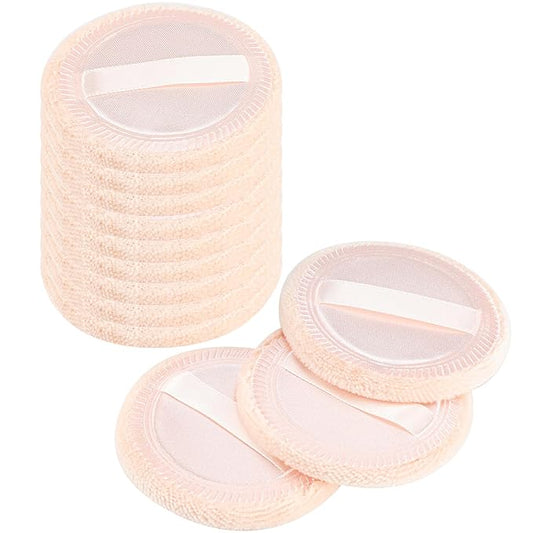 Senkary 12 Pieces Face Powder Puffs Cotton Makeup Pads Soft Compact Puffs for Loose Setting Pressed Powder, 2.36 Inch (Beige)