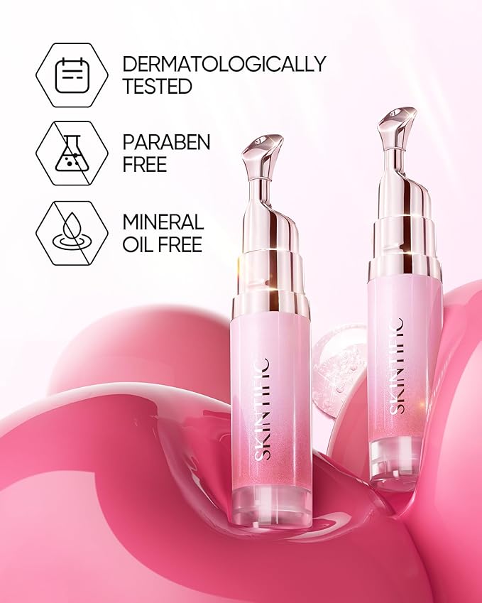 Peptide Brightening Lip Serum, Hydrating & Plumping Tinted Lip Gloss, Moisturizing Lip Balm with Polypeptides & Squalane for Glossy Sheer, Smooth Lips (06 Cherry Red)