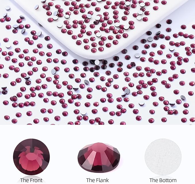 Meibite Purple Flatback Rhinestones, Glass Rhinestones for Nail Art and Craft, Glue Fix, Loose Crystal Gemstones(Purple, SS6, 1440pcs, 1.9-2.0mm)