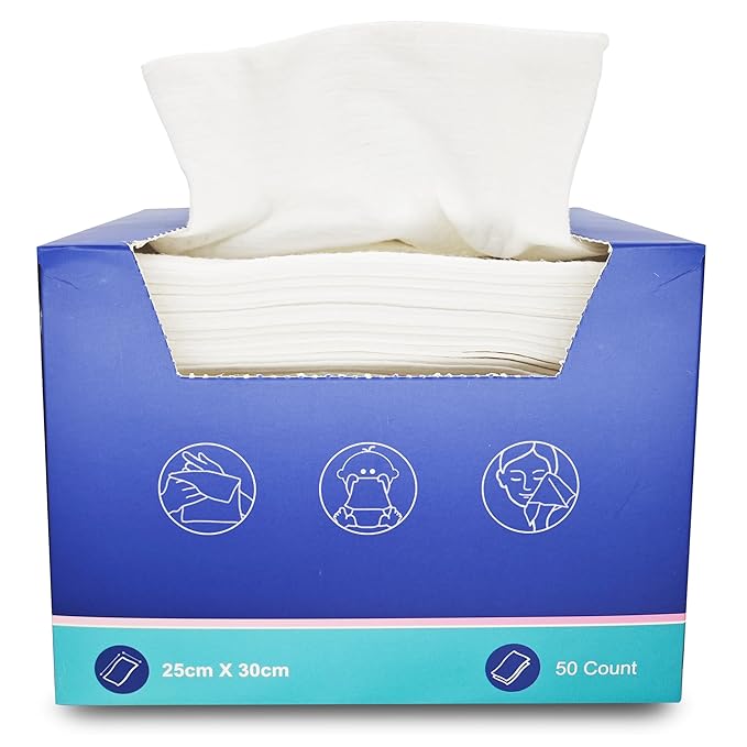 Atitifope Disposable Face Towels,50 Counts/Box - Soft & Lint-Free Facial Cleansing Wipes for Makeup Removal,Travel & Home Use