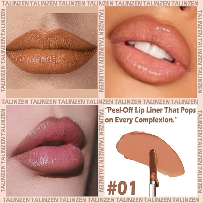 TALINZEN lip stain peel off,beauty-waterproof,transfer-proof and smudge-proof,makeup for all occasions,perfect for everyone (#01,0.12floz/3.5ml e)
