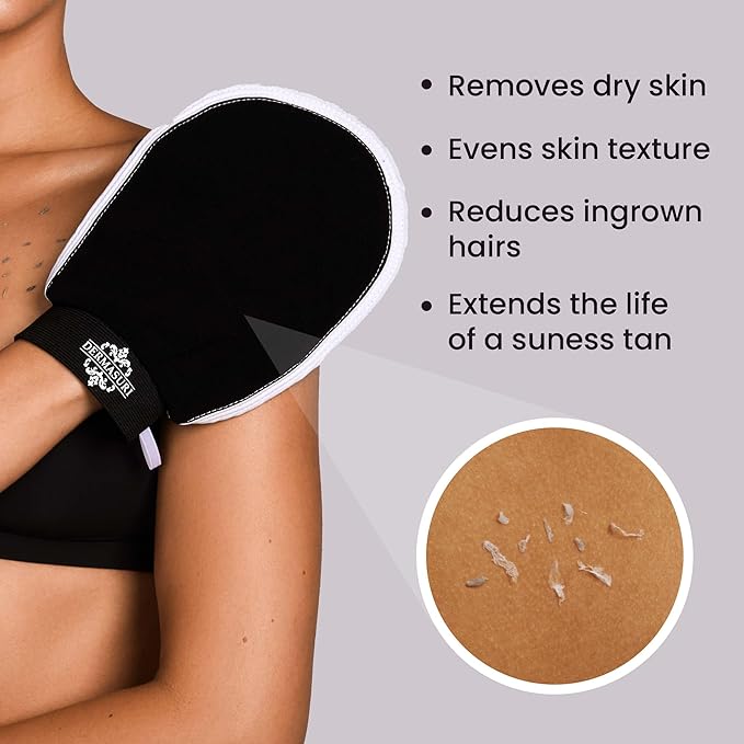 Dermasuri - Deep Exfoliating Glove - Korean Exfoliating Mitt - Reusable Body Scrubber for Shower - Buffs Dry Dead Skin - Keratosis Pilaris Treatment Scrub - Skin Exfoliator for Women & Men - XL