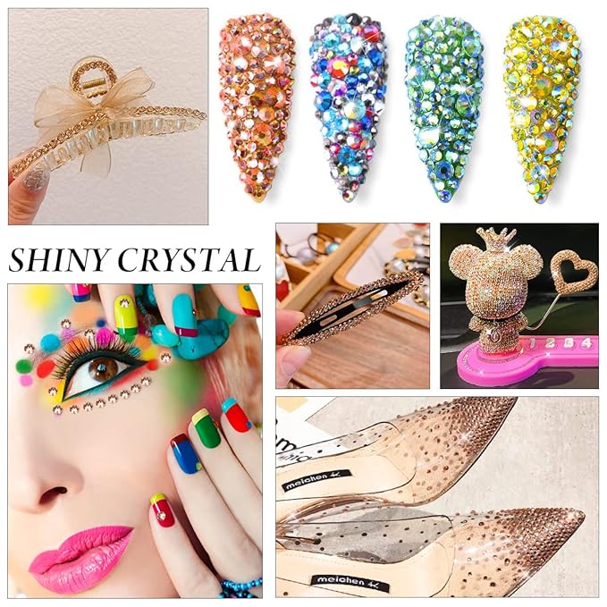 Champagne Rhinestones Flatback Rhinestone for Crafts Glass Nail Rhinestones Nail Gems Crystals for Makeup Bags Shoes Decoration DIY(SS12,1440pcs,Champagne)