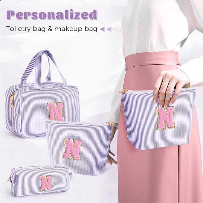 Travel Toiletry Bag Cosmetic Bag Skin Care Bag Cute Makeup Bag Sister Wife Friend Engagement Wedding Gifts for Women Tween Girls Trendy Stuff Thank You Gift - Lavender,N