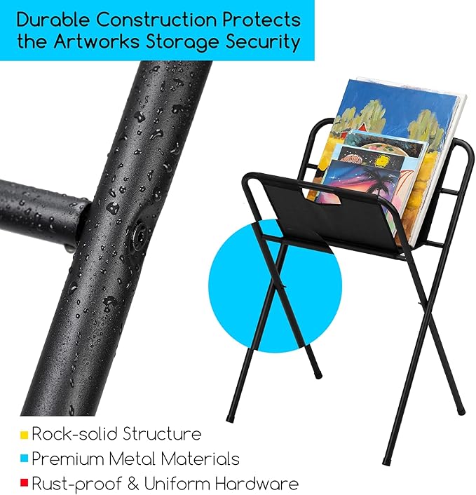 MEEDEN Canvas Art Print Rack: Folding Display and Drying Rack - Portable Art Storage Rack for Poster Stand Canvas Panels Artworks Artist Galleries - Medium