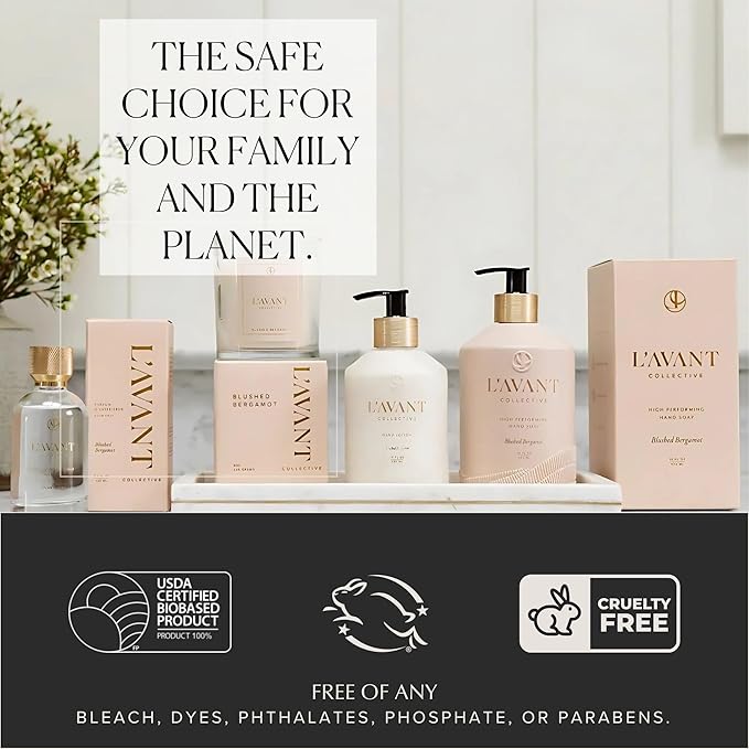 L'AVANT Collective Luxury Hand Lotion - High Performing Moisturizing Hand Cream for Dry, Cracked Hands, Nails & Cuticles - Hydrating Shea Butter Formula (10 oz, Blushed Bergamot)