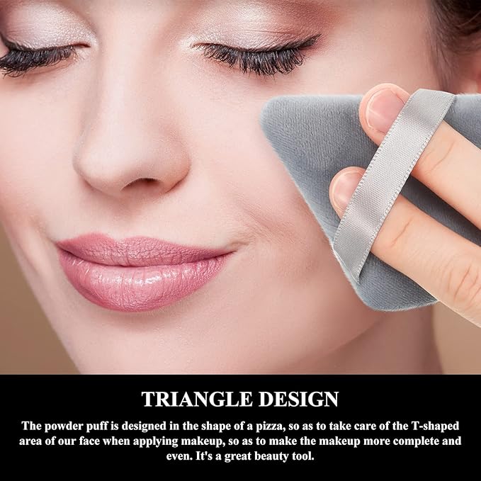 Maitys 12 Pcs Powder Puff Triangle for Face Makeup Cosmetic Loose Powder Puff Velour Soft Body Washable Reusable Foundation Sponge Wet Dry Makeup Tool for Women(Small,Black, Gray)