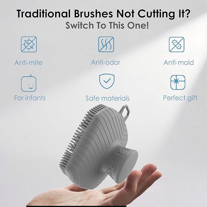Face Scrubber & African Net, Silicone Exfoliating Brush for Men, Facial Cleansing Brush, Manual Waterproof Cleansing Skin Care, Blackhead Removing Pore Cleansing Massaging Face Brushes - Grey