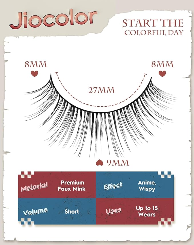 Mink Lashes Natural Look Wispy Eyelashes Short Wispy False Lashes 9mm 3D Strip Fake Eyelashes C Curl Eye Lashes 7 pairs S2