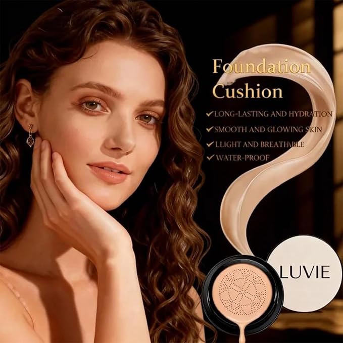 Foundation Cushion, 2026 New Mushroom Head Air Cushion Cc Cream Foundation, Bb Cream Foundations, Lifts and Moisturizes, Long-Lasting and Evens out Skin Texture (Ivory white)