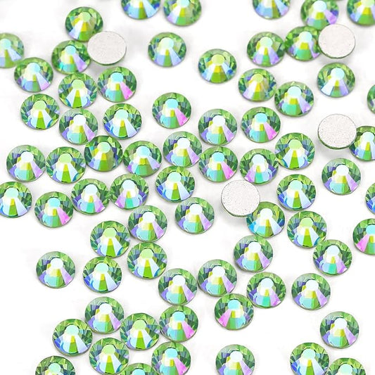 1440Pcs Light-green Ab Crystal Rhinestones,Glass Flatback Rhinestones Gemstones for Nail Face Makeup Art Crafts Clothes Decoration-(SS20,4.8mm,Light-green Ab)