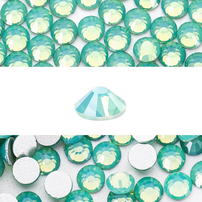 Novani 3000 Pieces Flatback Rhinestones Glass Round Gems Green Opal Crystals for Nail Art DIY Crafts Clothes Shoes,SS8,2.3-2.5mm
