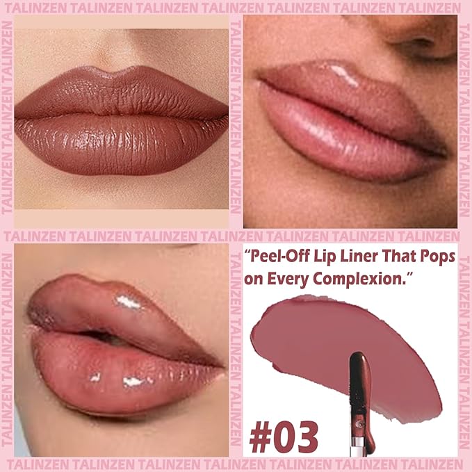 TALINZEN lip stain peel off,beauty-waterproof,transfer-proof and smudge-proof,makeup for all occasions,perfect for everyone (#03,0.12floz/3.5ml e)