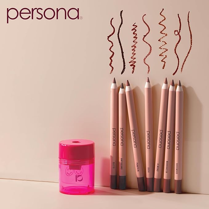 PERSONA Lip Liner Pencil | Creamy, Long-Wear Matte Pencil with Jojoba Oil | Hydrating & Easy to Apply | Shapes, Defines & Contours Lips | Vegan, Cruelty-Free, Paraben-Free | Made in USA, Americano