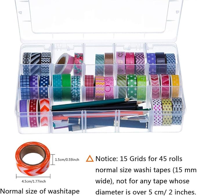 Nail Tip False Empty Tips Organizer Storage Box with 15 Number Spaces Storage Case Container Nail Plastic Grid Box for Fingernail Crystal Jewelry Accessories (White)