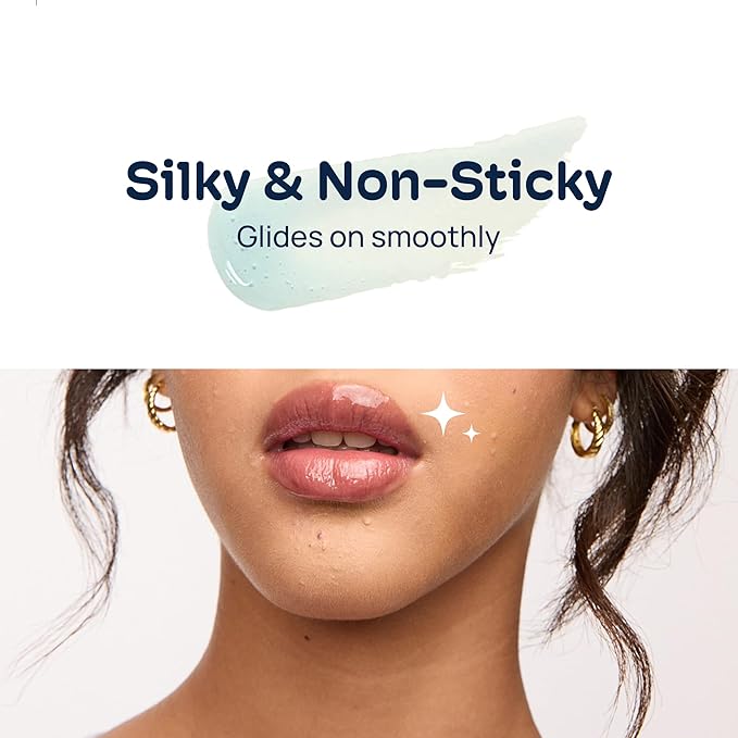 MIXIK Glossy Lip Serum, Ultra-Hydrating Lip Oil with Blue Agave, Olive & Avocado Oils for Soft and Smooth Lips, Long Lasting Moisture without the Sticky Feel (Clear Oasis)