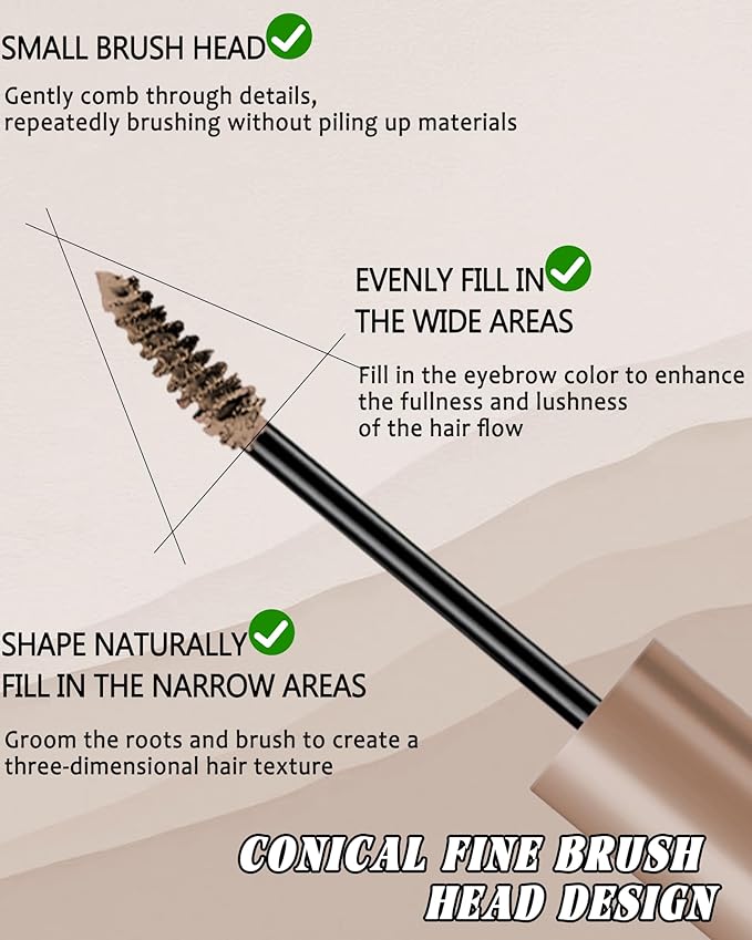 Pink Tinted Eyebrow Gel, 2 Pcs Long Lasting Waterproof Eye Brow Tinting Kit, Smudgeproof Transfer-Proof Eyebrow Mascara Glue, Ultra-Fine Brush Brow Filler Stain, Christmas Makeup Gifts for Women-02