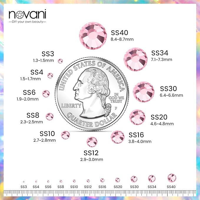 Novani Crystal Rhinestones, Flatback Loose Gemstones 1440pcs Glass Rhinestones for Clothes Shoes Crafts Makeup Nail Art and DIY Decorations(SS6, Pink)