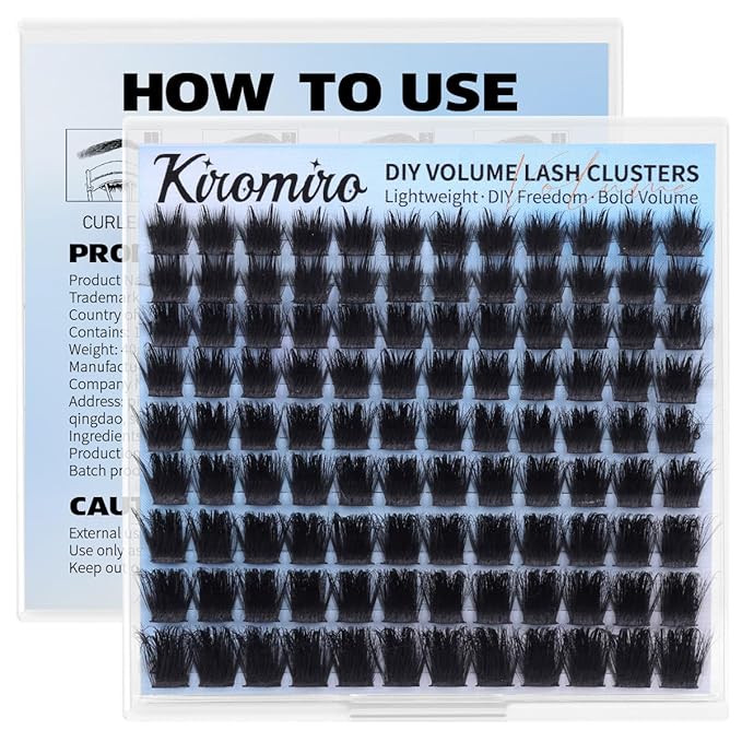 Kiromiro Fluffy Lash Clusters with Spikes 12-20mm Volume Lash Clusters Wispy eyelash Clusters DIY Cluster Eyelash Extensions Full Individual Lashes Thick Cluster Lashes