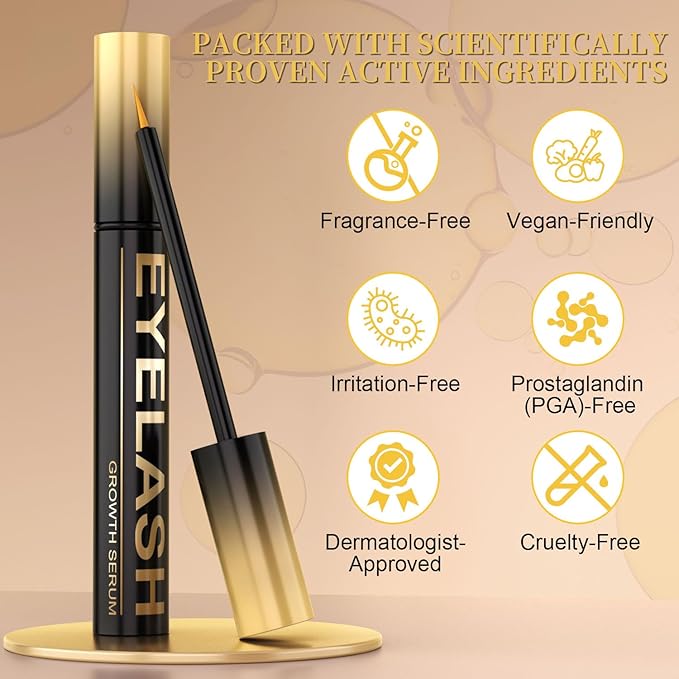 Lash Serum for Eyelash Growth, Premium Lash Enhancing Serum with Advanced Formula Volumizing Longer Fuller and Thicker Looking Lashes, Eyelash Growth for Sensitive Eyes (5 mL)