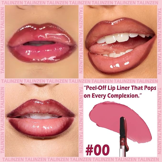 TALINZEN lip stain peel off,beauty-waterproof,transfer-proof and smudge-proof,makeup for all occasions,perfect for everyone (#00,0.12floz/3.5ml e)