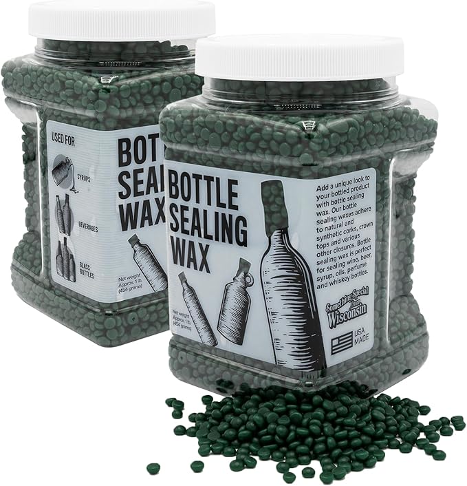Blended Waxes, Inc. Bottle Sealing Wax, Pastille Wax Seal Beads For Wine, Beer, and Liquor Bottle Sealing, Seals Between 25-30 Bottles, 1 lb, Green