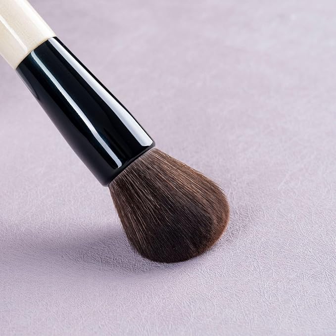 Natural Black Goat Hair Kabuki Powder Brush, Natural Hair Blush Brush & Contour Brush, Natural Face Powder Brush, Natural Bristle Makeup Brushes for Powder Contour and Bronzer (K804)