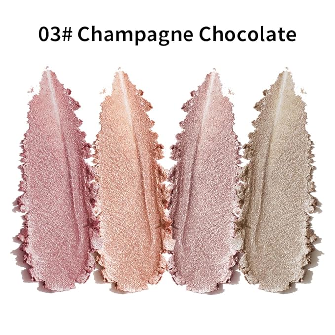 Neutral Shimmer Glitter Eyeshadow Makeup Palette – Rose Mauve, Copper Bronze, Lavender Silver & Champagne Taupe Metallic, High Pigment Blendable Cool-Toned Mini Eye Shadow Palette for Blue Green Eyes
