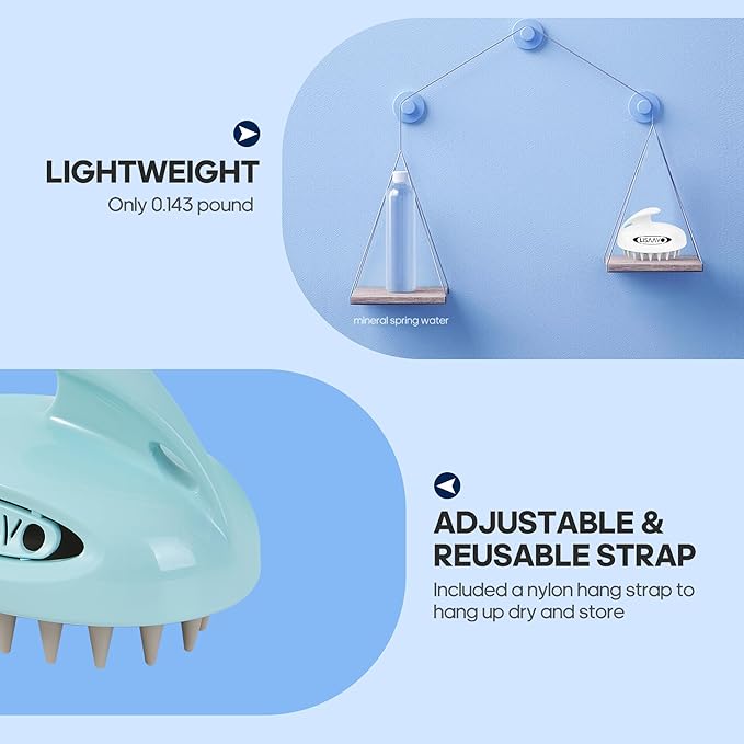 LISAAVO 3 in 1 Hair Growth Scalp Massager,Replaceable Shampoo Brush for Relaxing,Deep Cleansing Exfoliator & Soothes itching - Wet/Dry Use for All Hair Types,Blue