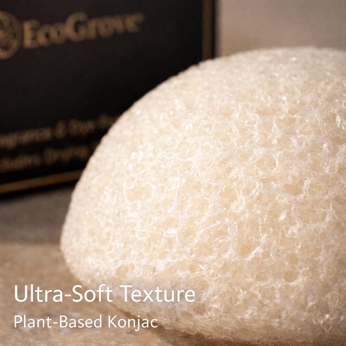 EcoGrove Konjac Face Sponge – Natural Luxury Facial Cleansing Puff, Soft Exfoliating Sponge for Sensitive Skin, Plant-Based Makeup Remover, Biodegradable, Dye-Free, Fragrance-Free, Sulfate-Free