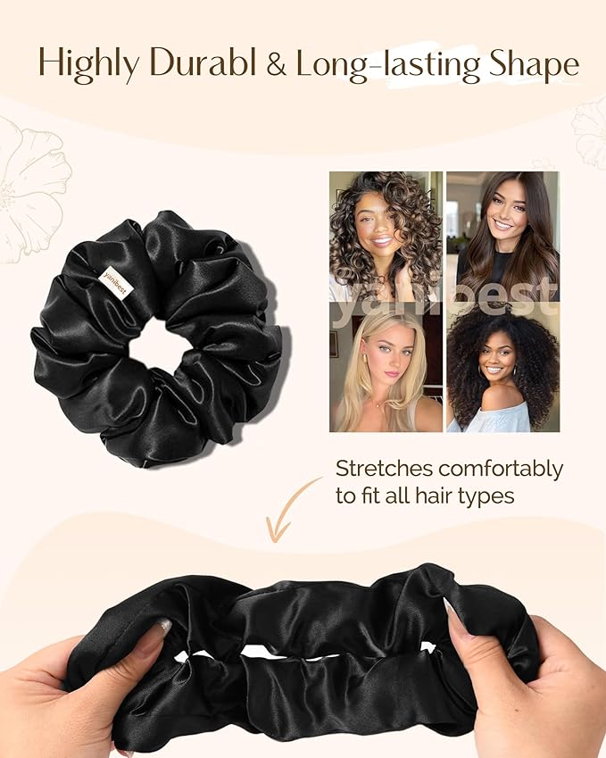 Yanibest 8 Pcs Satin Scrunchies - Silk Scrunchies Ponytail Holders,Soft Satin Hair Ties No Damage,Hair Accessories for Women