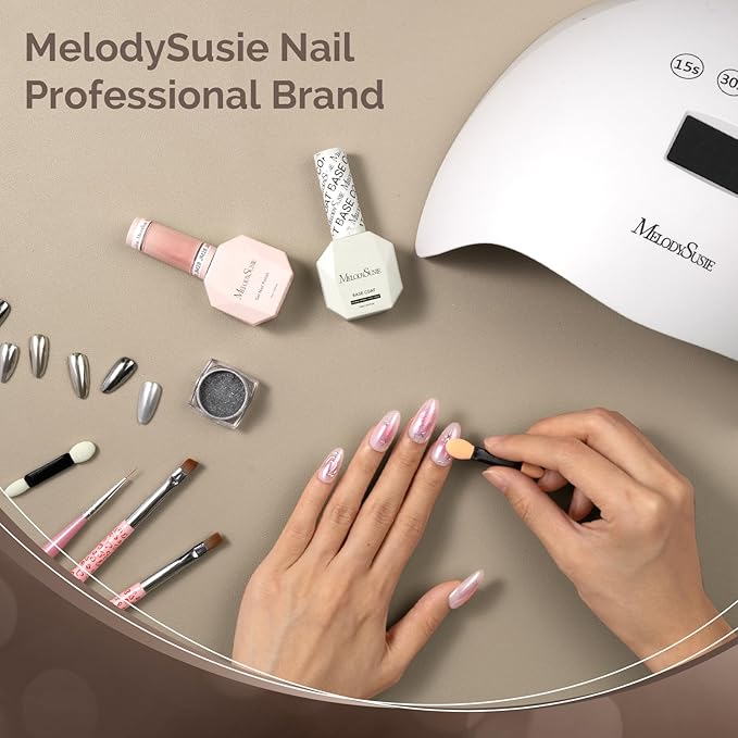 MelodySusie Sliver Chrome Nail Powder for Gel Nails,Metallic Mirror Effect Pigment Stylish and Technological Silver Fine Glitter for Home DIY Salon Use