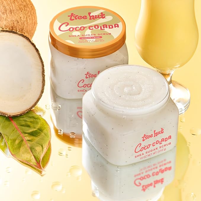 Tree Hut Coco Colada Shea Sugar Scrub, 18 oz, Ultra Hydrating and Exfoliating Scrub for Nourishing Essential Body Care