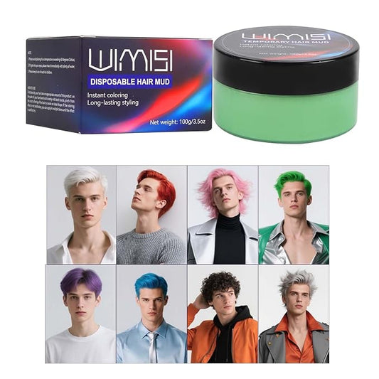 Temporary Hair Color Wax, Washable Styling Hair Clay, Instant White Hair Coloring Cream for Women Men Teens, DIY Hair Styling for Cosplay, Halloween & Parties (Green)