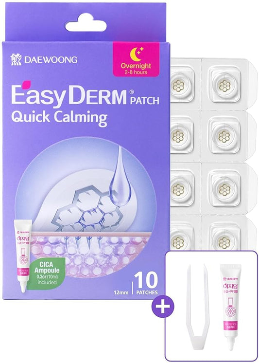 DWEasyDerm EasyDerm Magnesium Pimple Patches – Hydrocolloid Acne Spot Treatment with Ampoule & Tweezer, 10 Calming Zit Stickers by Daewoong, 이지덤, 대웅제약