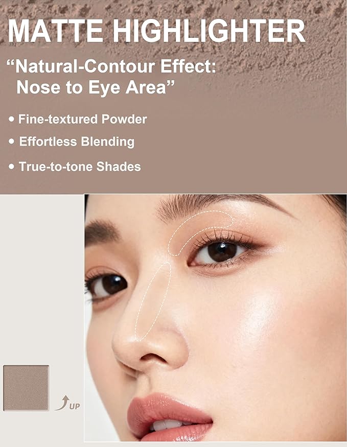 Cool Toned Contour Palette with Mirror, Taupe Grey Contour Powder for Fair Pale Light Cool Toned Skin, Nose Contouring Bronzer Powder with Face Wavy Bristles Brush